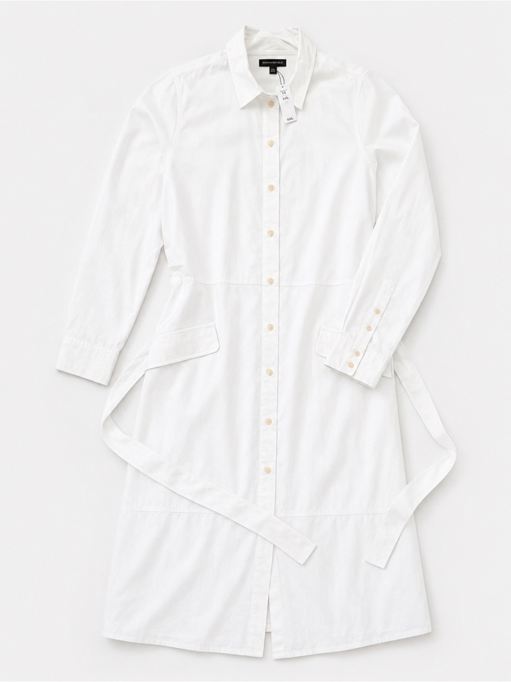 Banana Republic Factory White Poplin Midi Shirtdress XXL | 100% Cotton